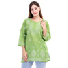 Women’s Green Chikankari Cotton Kurta with 3/4 Sleeves