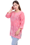 Women’s Pink Chikankari Cotton Kurta with 3/4 Sleeves