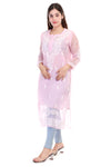Women’s Light Pink Chikankari Cotton Kurta with 3/4 Sleeves