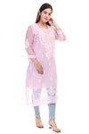 Women’s Light Pink Chikankari Cotton Kurta with 3/4 Sleeves