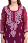 Women’s Purple Chikankari Cotton Kurta with 3/4 Sleeves